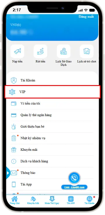 Bước 2: Chọn "VIP"